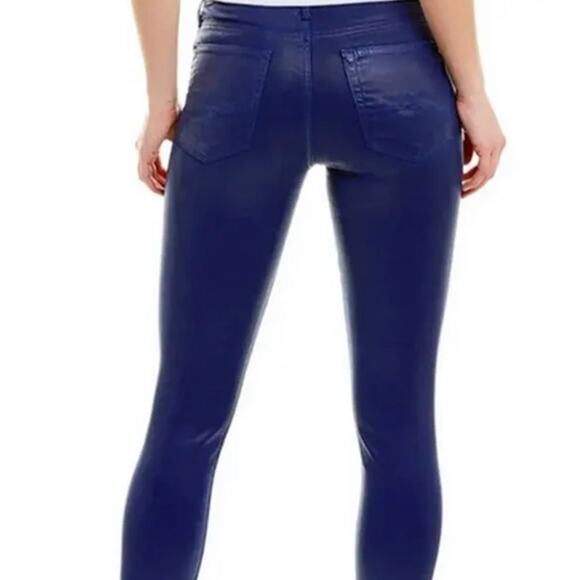 AG Womens Farrah Skinny Fit Jeans Blue Leather Size 25 - Picture 2 of 9